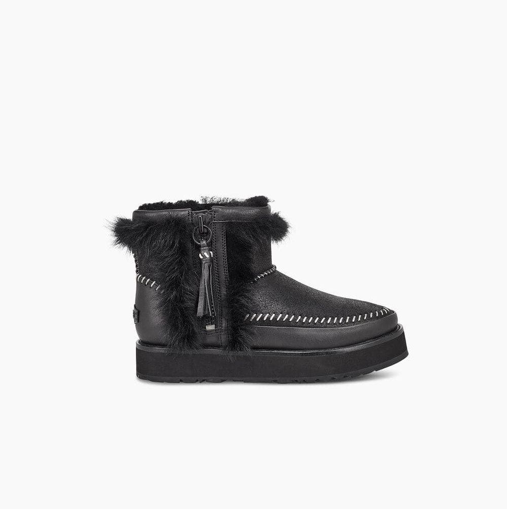 UGG Fluff Punk Black Boots for Women (YEDF82710)